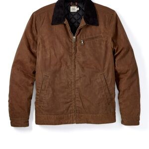 Flint and Tinder Men's Tan Waxed Mill Jacket with Black Collar